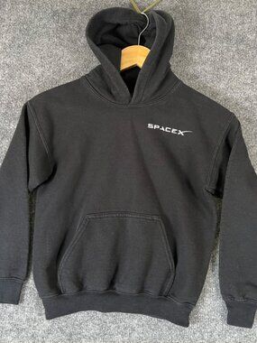 SpaceX Hoodie Men's (Small) Black Pullover Sweatshirt Official Logo Space Explor